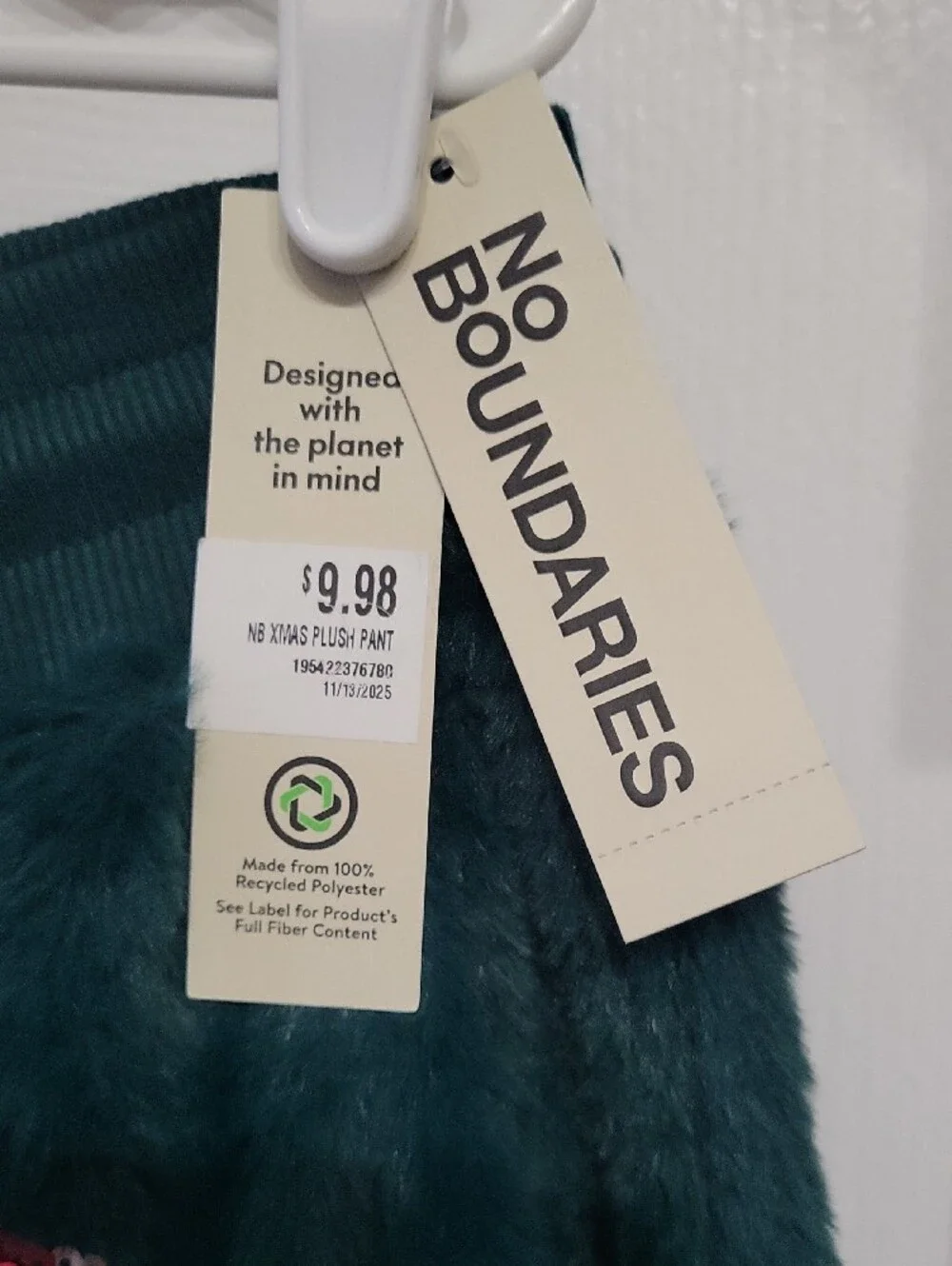 No Boundaries Teal Plush Joggers with Sequin Bear Accent